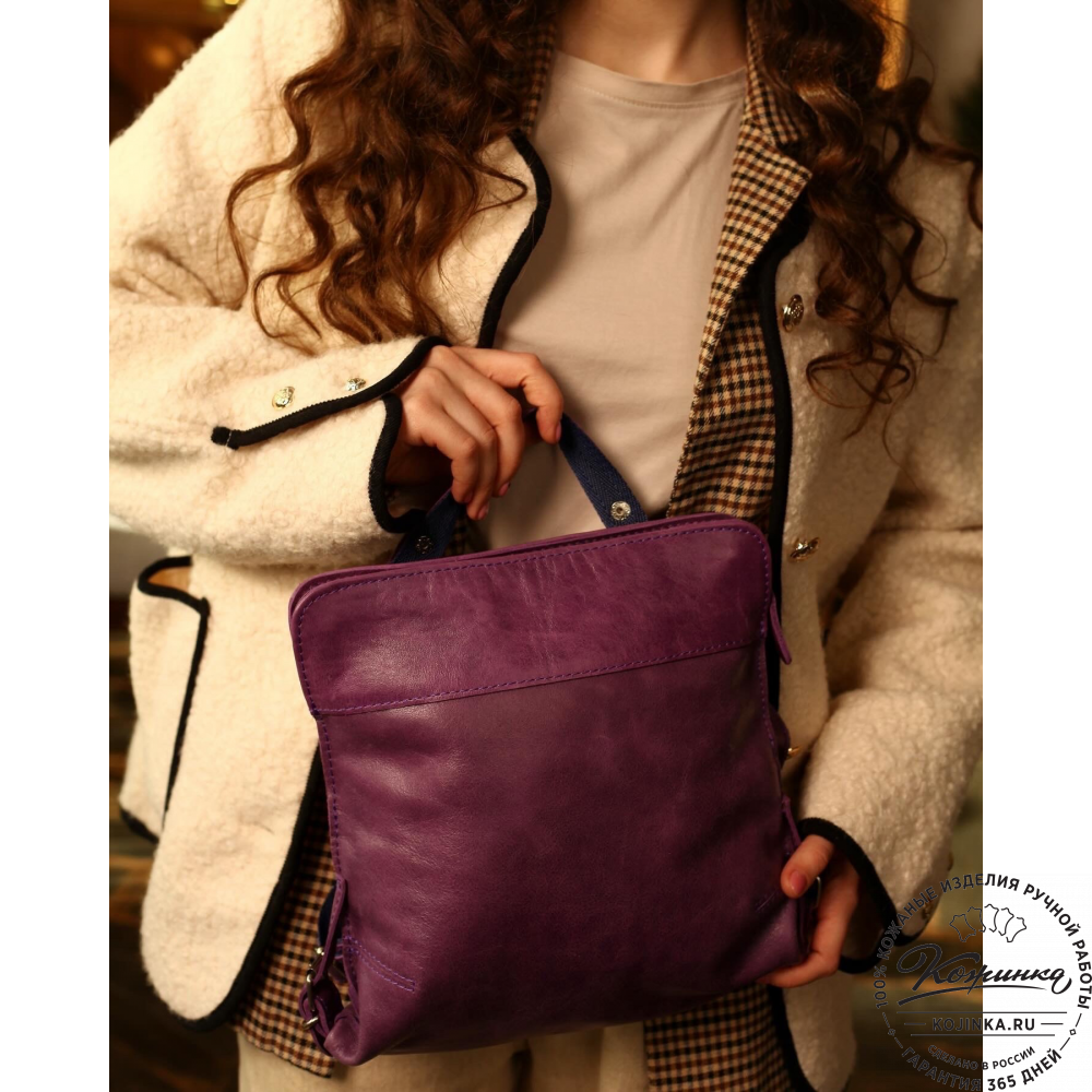 Женский кожаный рюкзак "Салоники" (чёрный)